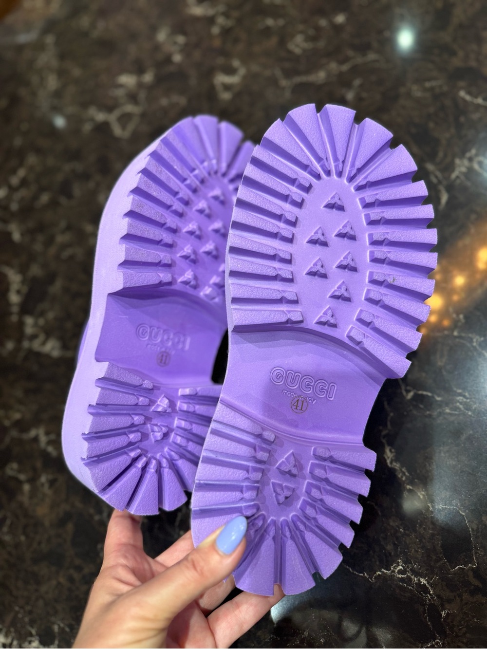 Purple Platform Clog Mules with GG Cutouts - Picture 8 of 9